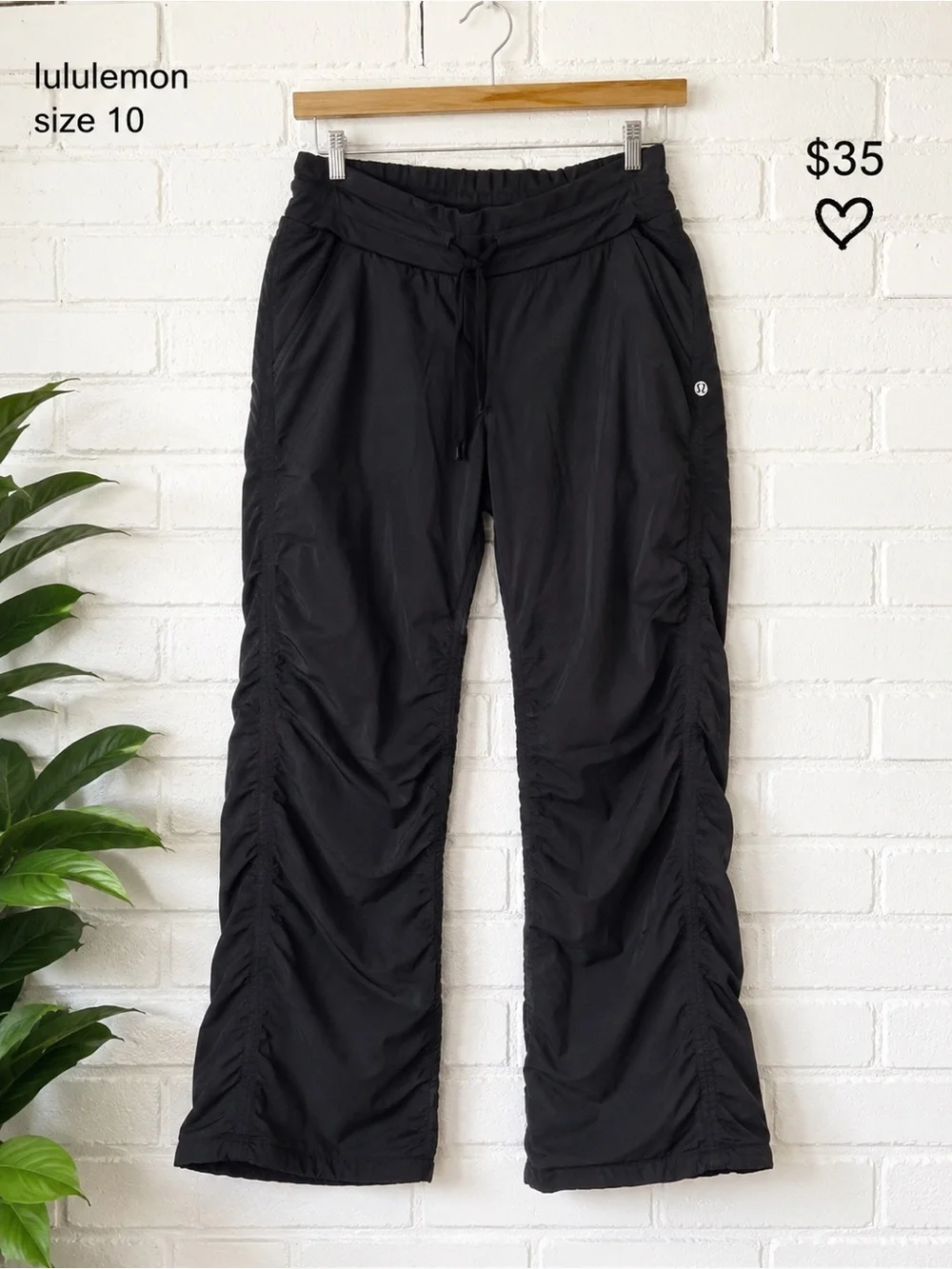lululemon black ruched drawstring pants